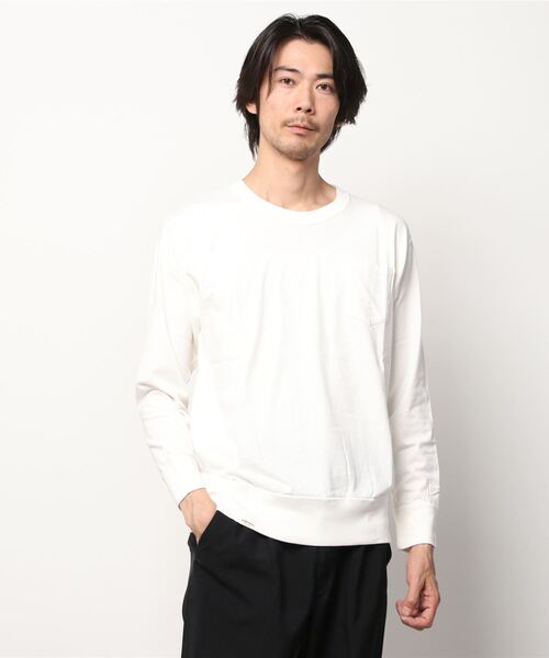 JAPAN BLUE JEANS(ジャパンブルージーンズ)の「コートジボワールコットン ロングTシャツ(Tシャツ/カットソー・メンズ・ホワイト/ネイビー/サーモンピンク・XS/L/M/S)」の2枚目の写真