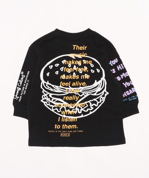 GROOVY COLORS（グルービーカラーズ）の「天竺 HAMBURGER 長袖 ビッグ Tシャツ（Tシャツ/カットソー・キッズ・ホワイト/ブラック・90/100/110/120）」の4枚目の写真