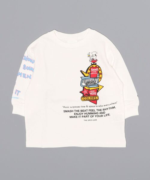 GROOVY COLORS（グルービーカラーズ）の「天竺 HAMBURGER 長袖 ビッグ Tシャツ（Tシャツ/カットソー・キッズ・ホワイト/ブラック・90/100/110/120）」の5枚目の写真