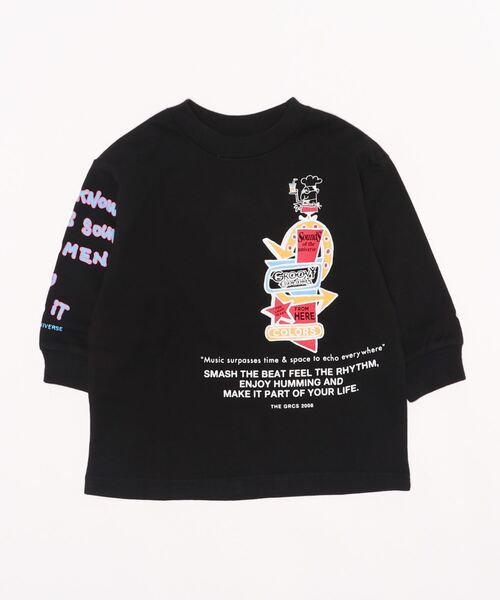 GROOVY COLORS（グルービーカラーズ）の「天竺 HAMBURGER 長袖 ビッグ Tシャツ（Tシャツ/カットソー・キッズ・ホワイト/ブラック・90/100/110/120）」の6枚目の写真