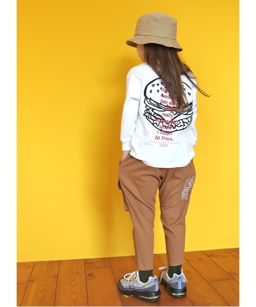 GROOVY COLORS（グルービーカラーズ）の「天竺 HAMBURGER 長袖 ビッグ Tシャツ（Tシャツ/カットソー・キッズ・ホワイト/ブラック・90/100/110/120）」の9枚目の写真