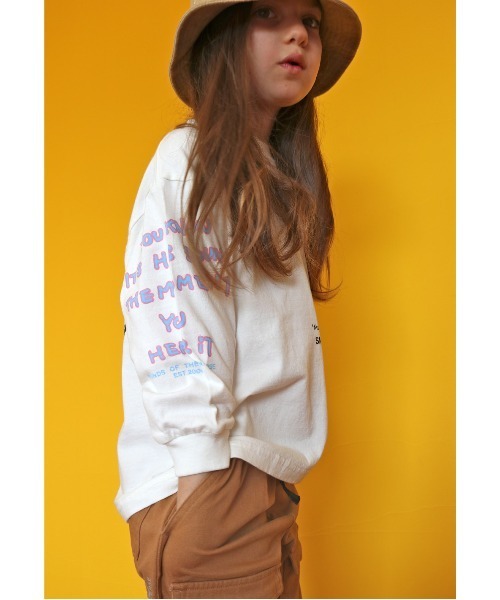 GROOVY COLORS（グルービーカラーズ）の「天竺 HAMBURGER 長袖 ビッグ Tシャツ（Tシャツ/カットソー・キッズ・ホワイト/ブラック・90/100/110/120）」の8枚目の写真