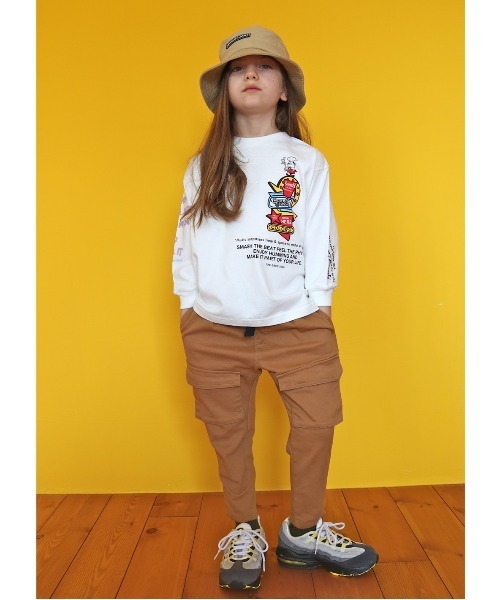 GROOVY COLORS（グルービーカラーズ）の「天竺 HAMBURGER 長袖 ビッグ Tシャツ（Tシャツ/カットソー・キッズ・ホワイト/ブラック・90/100/110/120）」の7枚目の写真