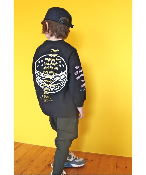GROOVY COLORS（グルービーカラーズ）の「天竺 HAMBURGER 長袖 ビッグ Tシャツ（Tシャツ/カットソー・キッズ・ホワイト/ブラック・90/100/110/120）」の12枚目の写真