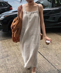 リネンタッチマキシ丈ロングワンピース【ZOZOTOWN限定】