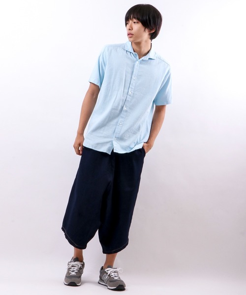 【新品未使用】BLUE FRONCE 　フレンチリネン半袖シャツ BLUE FRONCE』フレンチリネンシアー切り替えシャツ | マチコの