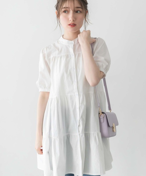 fifth(フィフス)の「バンドカラーティアードシャツチュニック(シャツ/ブラウス・レディース・ホワイト/ベージュ・MEDIUM)」の4枚目の写真