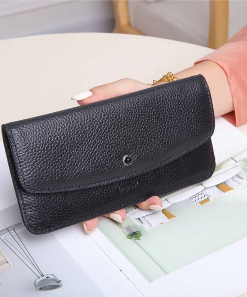 Ungrid（アングリッド）の「【Ungrid/アングリッド】牛革天然石ブローチ　フラップ長財布（財布・レディース・キャメル/ベージュ系その他/ワイン/カーキ/ピンク/グレー/ダークグリーン/ダークブルー/ブルー系その他/ミント/ターコイズブルー/ライトグリーン/アイボリー/ベージュ/ブラック/マスタード/オリーブ・FREE）」の3枚目の写真