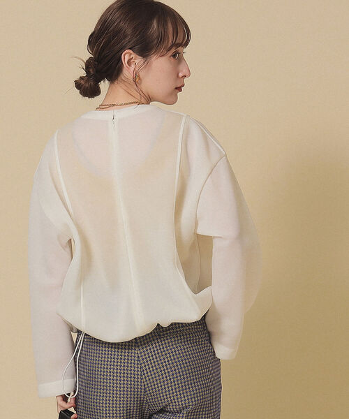 Ray BEAMS（レイビームス）の「Ray BEAMS / シアー ダンボール クルーネック プルオーバー（Tシャツ/カットソー・レディース・チャコールグレー/ホワイト・ONE SIZE）」の21枚目の写真