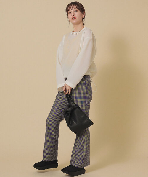 Ray BEAMS（レイビームス）の「Ray BEAMS / シアー ダンボール クルーネック プルオーバー（Tシャツ/カットソー・レディース・チャコールグレー/ホワイト・ONE SIZE）」の22枚目の写真