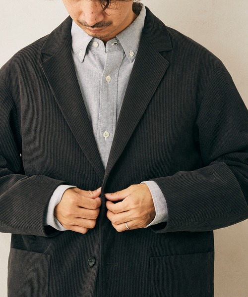 JOURNAL STANDARD relume（ジャーナルスタンダード　レリューム）の「TECH コーデュロイ WASHABLE ジャケット（テーラードジャケット・メンズ・ブラック/ブラウン/グレー・S/M/L）」の3枚目の写真