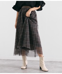 Settimissimo（セッティミッシモ）の「チェックメッシュカバードフレアスカート（スカート）」