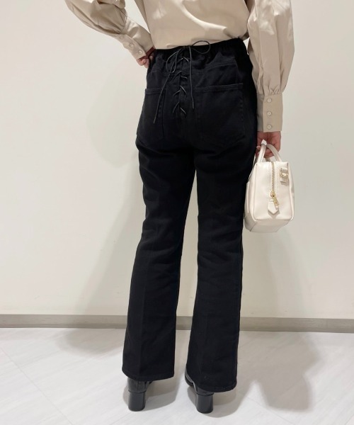 one after another NICE CLAUP（ワンアフターアナザーナイスクラップ）の「バックレースアップフレアデニム（デニムパンツ・レディース・ケミカルウォッシュ/インディゴブルー/その他1・MEDIUM/SMALL）」の3枚目の写真