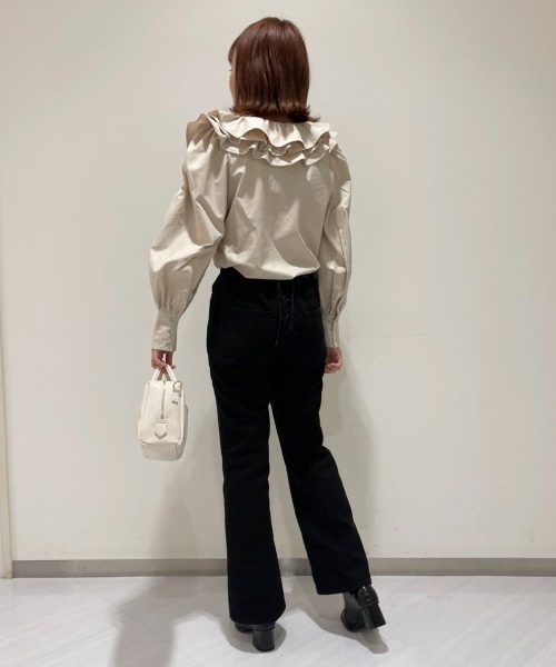 one after another NICE CLAUP（ワンアフターアナザーナイスクラップ）の「バックレースアップフレアデニム（デニムパンツ・レディース・ケミカルウォッシュ/インディゴブルー/その他1・MEDIUM/SMALL）」の7枚目の写真