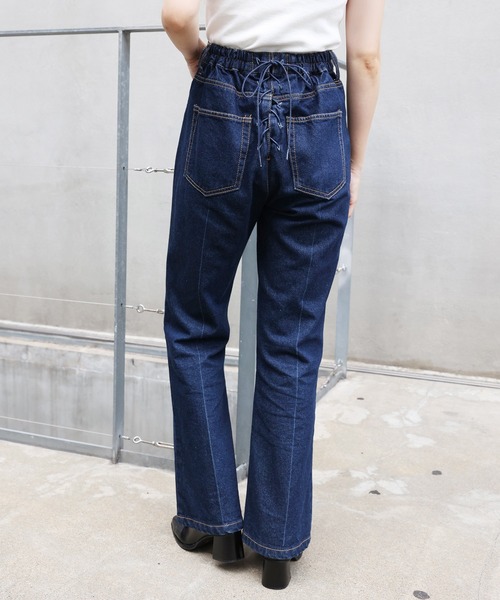 one after another NICE CLAUP（ワンアフターアナザーナイスクラップ）の「バックレースアップフレアデニム（デニムパンツ・レディース・ケミカルウォッシュ/インディゴブルー/その他1・MEDIUM/SMALL）」の12枚目の写真