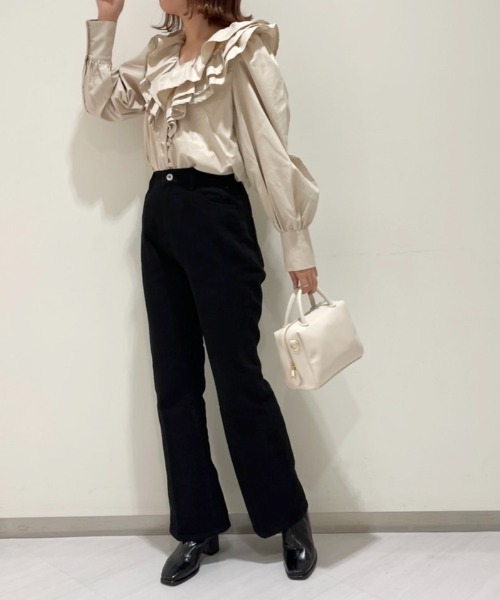 one after another NICE CLAUP（ワンアフターアナザーナイスクラップ）の「バックレースアップフレアデニム（デニムパンツ・レディース・ケミカルウォッシュ/インディゴブルー/その他1・MEDIUM/SMALL）」の6枚目の写真