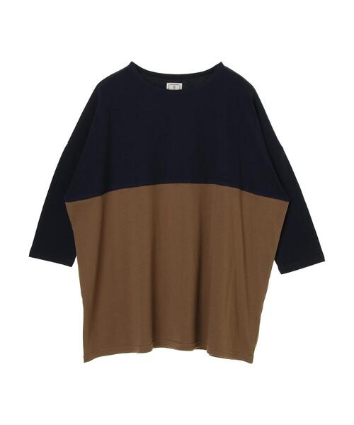 CRAFT STANDARD BOUTIQUE(クラフトスタンダードブティック)の「バイカラーワイドチュニック *(Tシャツ/カットソー・レディース・ベージュ/ネイビー/カーキ/ブラック・FREE)」の21枚目の写真