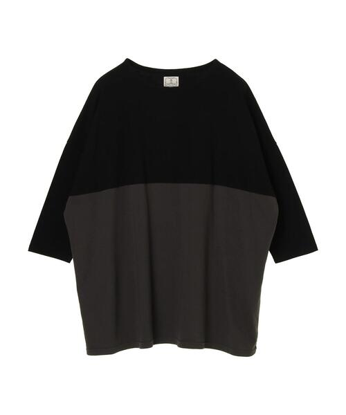 CRAFT STANDARD BOUTIQUE(クラフトスタンダードブティック)の「バイカラーワイドチュニック *(Tシャツ/カットソー・レディース・ベージュ/ネイビー/カーキ/ブラック・FREE)」の11枚目の写真