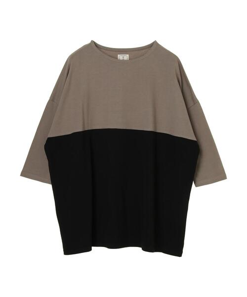 CRAFT STANDARD BOUTIQUE(クラフトスタンダードブティック)の「バイカラーワイドチュニック *(Tシャツ/カットソー・レディース・ベージュ/ネイビー/カーキ/ブラック・FREE)」の10枚目の写真