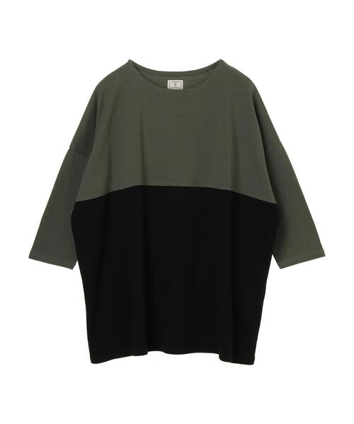 CRAFT STANDARD BOUTIQUE(クラフトスタンダードブティック)の「バイカラーワイドチュニック *(Tシャツ/カットソー・レディース・ベージュ/ネイビー/カーキ/ブラック・FREE)」の9枚目の写真
