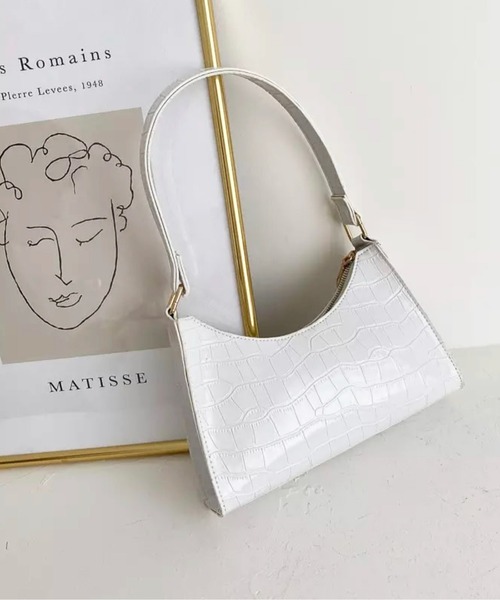 RiNc （リンク）の「【 NOLITA / ノリータ 】 ミニショルダートート ソフト PUクロコ風レザー ミニハンドバッグ（ハンドバッグ・レディース・ホワイト/ブラック/ピンク/イエロー/グリーン・FREE）」の2枚目の写真