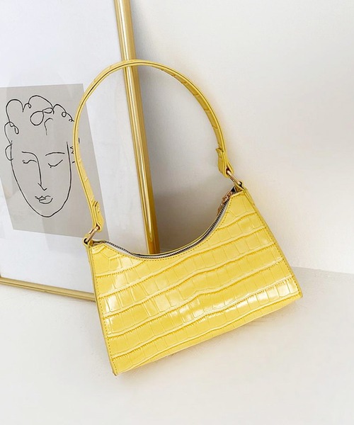 RiNc （リンク）の「【 NOLITA / ノリータ 】 ミニショルダートート ソフト PUクロコ風レザー ミニハンドバッグ（ハンドバッグ・レディース・ホワイト/ブラック/ピンク/イエロー/グリーン・FREE）」の5枚目の写真