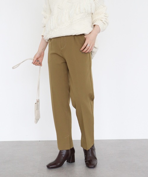 AMERICAN HOLIC（アメリカンホリック）の「サイドスリットセンタープレス細見えパンツ（その他パンツ・レディース・ブラック/ピンク/モカ/オリーブ・XS/S/M/L）」の3枚目の写真