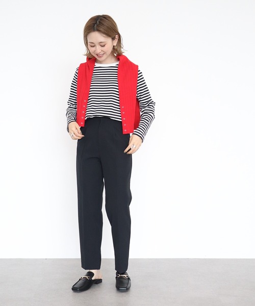 AMERICAN HOLIC（アメリカンホリック）の「サイドスリットセンタープレス細見えパンツ（その他パンツ・レディース・ブラック/ピンク/モカ/オリーブ・XS/S/M/L）」の6枚目の写真