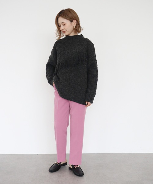 AMERICAN HOLIC（アメリカンホリック）の「サイドスリットセンタープレス細見えパンツ（その他パンツ・レディース・ブラック/ピンク/モカ/オリーブ・XS/S/M/L）」の8枚目の写真