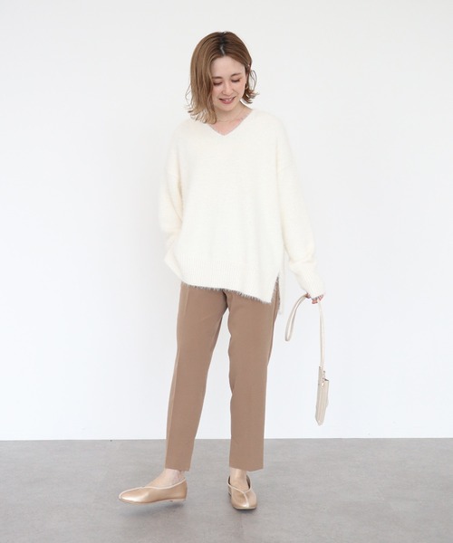 AMERICAN HOLIC（アメリカンホリック）の「サイドスリットセンタープレス細見えパンツ（その他パンツ・レディース・ブラック/ピンク/モカ/オリーブ・XS/S/M/L）」の11枚目の写真