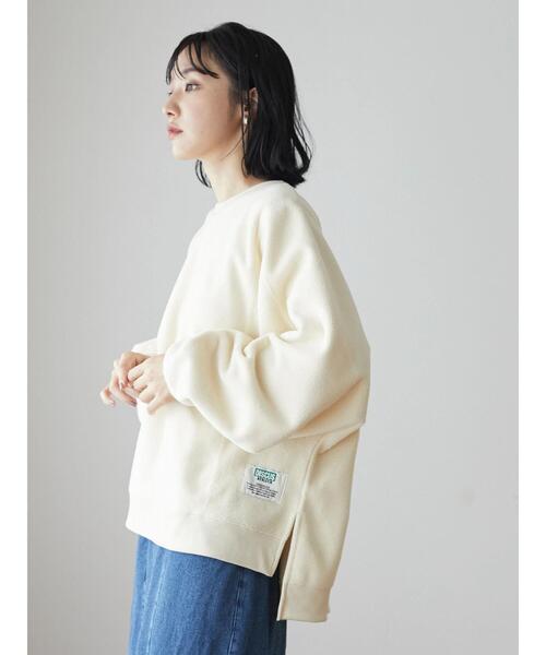 DISCUS(ディスカス)の「フリースパネルブロックドルマンスウェット*(Tシャツ/カットソー・レディース・アイボリー/チャコールグレー/ブラウン・M)」の4枚目の写真
