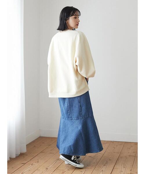 DISCUS(ディスカス)の「フリースパネルブロックドルマンスウェット*(Tシャツ/カットソー・レディース・アイボリー/チャコールグレー/ブラウン・M)」の11枚目の写真