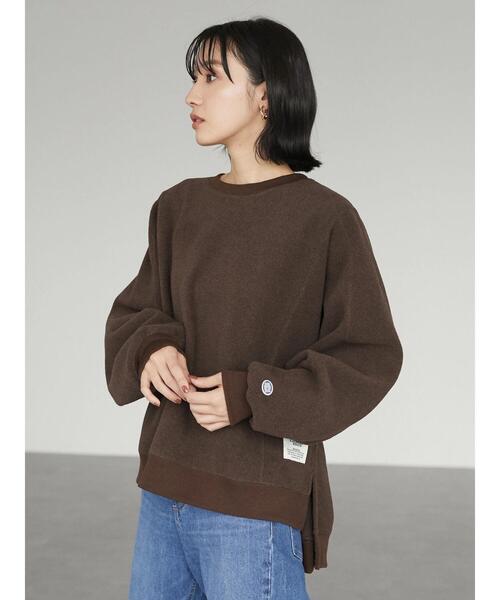 DISCUS(ディスカス)の「フリースパネルブロックドルマンスウェット*(Tシャツ/カットソー・レディース・アイボリー/チャコールグレー/ブラウン・M)」の12枚目の写真