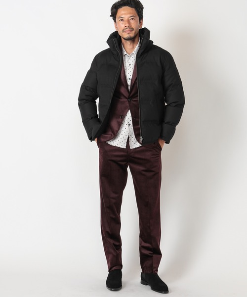 MEN'S BIGI（メンズビギ）の「マイクロブロックチェック ボリュームネックダウンジャケット（ダウンジャケット/コート・メンズ・チャコールグレー×ブラック/ダークネイビー/ブラック×ブラック・01/02/03/04）」の6枚目の写真