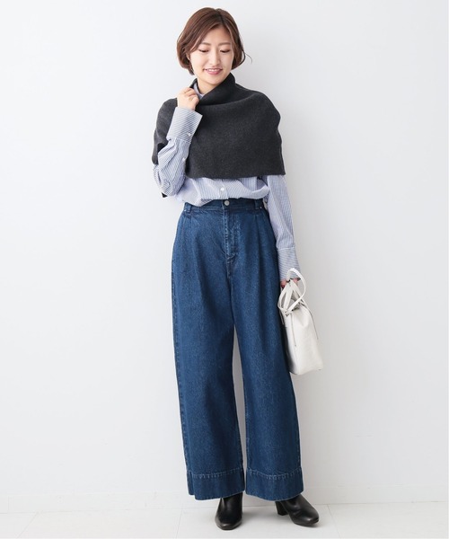 IENA（イエナ）の「ウールケープスヌード◆（ネックウォーマー/スヌード・レディース・チャコールグレー/グレー/アイボリー・FREE）」の4枚目の写真