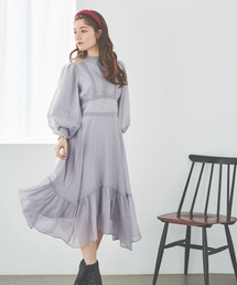 レース切替シアーワンピース