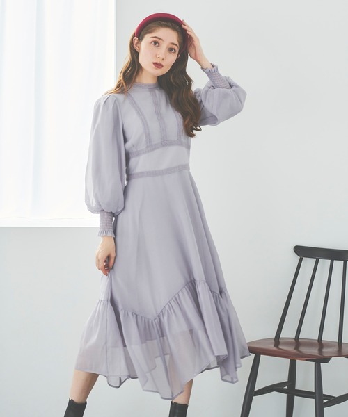 31 Sons de mode（トランテアン　ソン　ドゥ　モード）の「レース切替シアーワンピース（ワンピース・レディース・ベージュ/ラベンダー・38/36）」の8枚目の写真