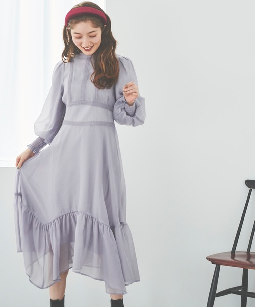 31 Sons de mode（トランテアン　ソン　ドゥ　モード）の「レース切替シアーワンピース（ワンピース・レディース・ベージュ/ラベンダー・38/36）」の9枚目の写真