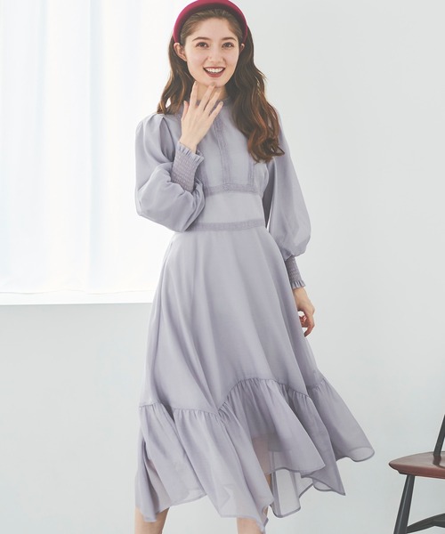 31 Sons de mode（トランテアン　ソン　ドゥ　モード）の「レース切替シアーワンピース（ワンピース・レディース・ベージュ/ラベンダー・38/36）」の10枚目の写真