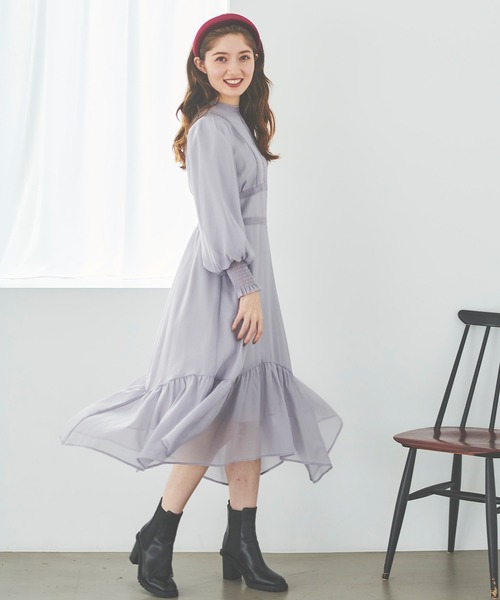 31 Sons de mode（トランテアン　ソン　ドゥ　モード）の「レース切替シアーワンピース（ワンピース・レディース・ベージュ/ラベンダー・38/36）」の12枚目の写真