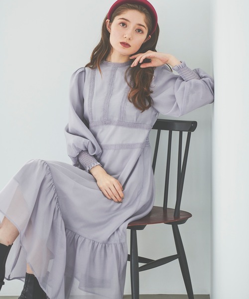 31 Sons de mode（トランテアン　ソン　ドゥ　モード）の「レース切替シアーワンピース（ワンピース・レディース・ベージュ/ラベンダー・38/36）」の16枚目の写真