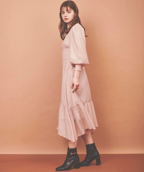 31 Sons de mode（トランテアン　ソン　ドゥ　モード）の「レース切替シアーワンピース（ワンピース・レディース・ベージュ/ラベンダー・38/36）」の6枚目の写真