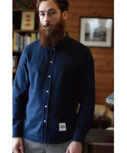SURREAL（シュルリアル）の「【SURREAL/シュルリアル】Dante_Small Collar Flannel L/S Shirt（シャツ/ブラウス・メンズ・ホワイト/ネイビー・LARGE/X-LARGE）」の7枚目の写真