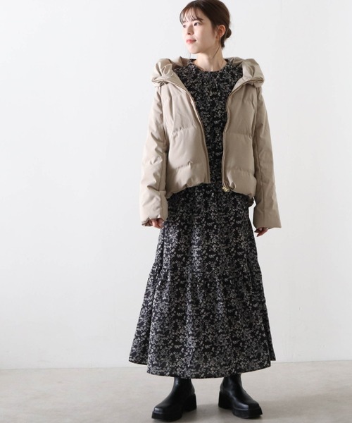 Cheek(チーク)の「ベーシックショートダウン(ダウンジャケット/コート・レディース・ブラック/アイボリー/グレイッシュベージュ・MEDIUM)」の19枚目の写真