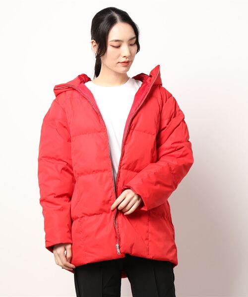 koe（コエ）の「グリーンダウン フードジャケット*（ダウンジャケット/コート・レディース・レッド/ブラック/ベージュ・L/M）」の5枚目の写真