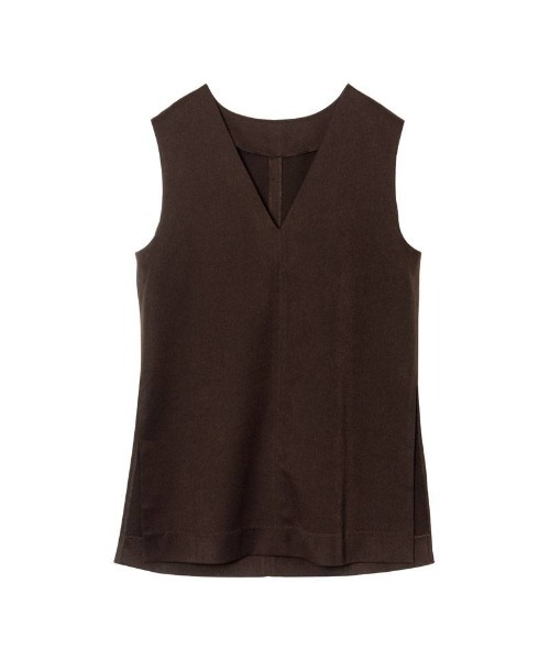 Re:EDIT（リエディ）の「[低身長サイズ有][洗濯機で洗える]リサイクルツイルVネックノースリーブチュニック（ベスト・レディース・イエロー/ブラック/ブラウン/グリーン/アイボリー/チャコールグレー・LARGE/MEDIUM/SHORT）」の8枚目の写真