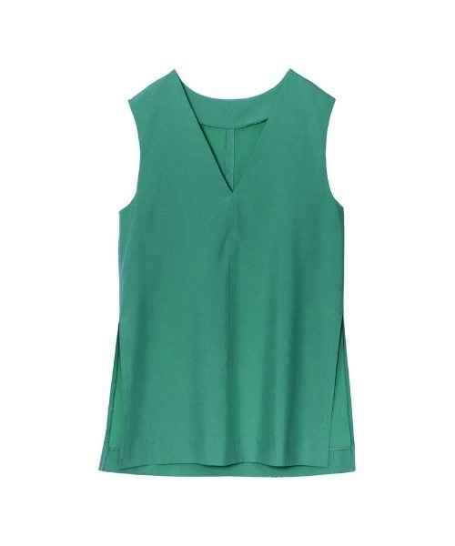 Re:EDIT（リエディ）の「[低身長サイズ有][洗濯機で洗える]リサイクルツイルVネックノースリーブチュニック（ベスト・レディース・イエロー/ブラック/ブラウン/グリーン/アイボリー/チャコールグレー・LARGE/MEDIUM/SHORT）」の10枚目の写真