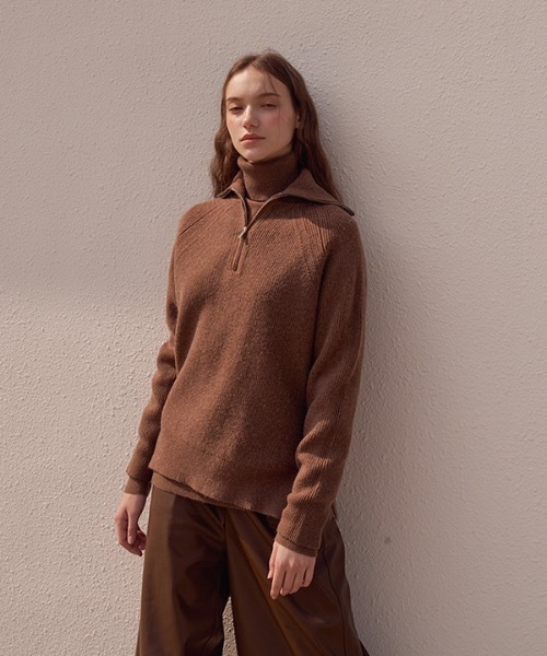 deBURN（デバーン）の「【deBURN 】ハーフジップアップニット / half zip up_KN（ニット/セーター・レディース・ブラック/ブラウン/カーキ/ライトベージュ・FREE）」の7枚目の写真