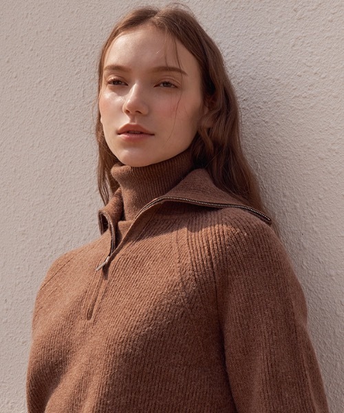 deBURN（デバーン）の「【deBURN 】ハーフジップアップニット / half zip up_KN（ニット/セーター・レディース・ブラック/ブラウン/カーキ/ライトベージュ・FREE）」の13枚目の写真