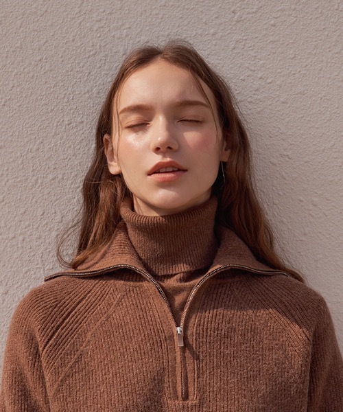 deBURN（デバーン）の「【deBURN 】ハーフジップアップニット / half zip up_KN（ニット/セーター・レディース・ブラック/ブラウン/カーキ/ライトベージュ・FREE）」の14枚目の写真